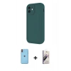 MARSİLYAN™- iPhone 11 Kılıf Yankı Yansıma Özel Seri - Siyah Bilvis 3D Mat Cam Ekran Koruyucu + Neon Fosforlu Kamera Lens - TU