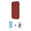 MARSİLYAN™- iPhone 11 Kılıf Yankı Yansıma Özel Seri - Siyah Bilvis 3D Mat Cam Ekran Koruyucu + Neon Fosforlu Kamera Lens - TU