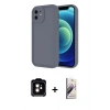 MARSİLYAN™- iPhone 11 Kılıf Yankı Yansıma Özel Seri - Siyah Bilvis 3D Mat Cam Ekran Koruyucu + Turuncu PVD Metal Kamera Lens