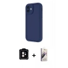 MARSİLYAN™- iPhone 11 Kılıf Yankı Yansıma Özel Seri - Siyah Bilvis 3D Mat Cam Ekran Koruyucu + Turuncu PVD Metal Kamera Lens