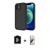 MARSİLYAN™- iPhone 11 Kılıf Yankı Yansıma Özel Seri - Siyah Bilvis 3D Mat Cam Ekran Koruyucu + Turuncu PVD Metal Kamera Lens