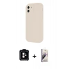 MARSİLYAN™- iPhone 11 Kılıf Yankı Yansıma Özel Seri - Siyah Bilvis 3D Mat Cam Ekran Koruyucu + Turuncu PVD Metal Kamera Lens