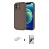 MARSİLYAN™- iPhone 11 Kılıf Yankı Yansıma Özel Seri - Siyah Bilvis 3D Mat Cam Ekran Koruyucu + Renkli Kamera Lens Koruma Cam - TU