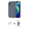 MARSİLYAN™- iPhone 11 Kılıf Yankı Yansıma Özel Seri - Siyah Bilvis 3D Mat Cam Ekran Koruyucu + Renkli Kamera Lens Koruma Cam - TU