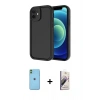 MARSİLYAN™- iPhone 11 Kılıf Yankı Yansıma Özel Seri - Siyah Bilvis 3D Mat Cam Ekran Koruyucu + Yeşil Neon Fosforlu Kamera Lens