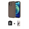 MARSİLYAN™- iPhone 11 Kılıf Yankı Yansıma Özel Seri - Siyah Bilvis 3D Mat Cam Ekran Koruyucu + PVD Metal Kamera Lens - YL