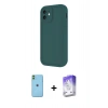 MARSİLYAN™- iPhone 11 Kılıf Yankı Yansıma Özel Seri - Siyah Bilvis 5in1 3D Magic Cam Ekran Koruyucu + Neon Fosforlu Kamera Lens - YL