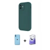 MARSİLYAN™- iPhone 11 Kılıf Yankı Yansıma Özel Seri - Siyah Bilvis 5in1 5D Magic Hayalet Cam Ekran Koruyucu + Neon Fosforlu Kamera Lens - MI