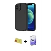 MARSİLYAN™- iPhone 11 Kılıf Yankı Yansıma Özel Seri - Siyah Bilvis 5in1 5D Magic Hayalet Cam Ekran Koruyucu + Kırmızı Rainbow Kamera Lens Koruma Cam