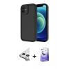 MARSİLYAN™- iPhone 11 Kılıf Yankı Yansıma Özel Seri - Siyah Bilvis 5in1 5D Magic Hayalet Cam Ekran Koruyucu + Raze Metal Kamera Lens - GS