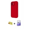 MARSİLYAN™- iPhone 11 Kılıf Yankı Yansıma Özel Seri - Siyah Bilvis 5in1 5D Magic Hayalet Cam Ekran Koruyucu + Kırmızı Rainbow Kamera Lens Koruma Cam