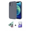 MARSİLYAN™- iPhone 11 Kılıf Yankı Yansıma Özel Seri - Siyah Bilvis 5in1 5D Magic Hayalet Cam Ekran Koruyucu + Kırmızı Raze Metal Kamera Lens