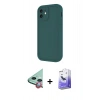 MARSİLYAN™- iPhone 11 Kılıf Yankı Yansıma Özel Seri - Siyah Bilvis 5in1 5D Magic Hayalet Cam Ekran Koruyucu + Kırmızı Raze Metal Kamera Lens