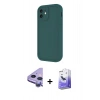 MARSİLYAN™- iPhone 11 Kılıf Yankı Yansıma Özel Seri - Siyah Bilvis 5in1 5D Magic Hayalet Cam Ekran Koruyucu + Raze Metal Kamera Lens - MR