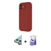 MARSİLYAN™- iPhone 11 Kılıf Yankı Yansıma Özel Seri - Siyah Bilvis 5in1 5D Magic Hayalet Cam Ekran Koruyucu + Kırmızı Raze Metal Kamera Lens