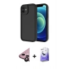 MARSİLYAN™- iPhone 11 Kılıf Yankı Yansıma Özel Seri - Siyah Bilvis 5in1 5D Magic Hayalet Cam Ekran Koruyucu + Raze Metal Kamera Lens - SH