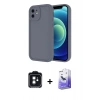 MARSİLYAN™- iPhone 11 Kılıf Yankı Yansıma Özel Seri - Siyah Bilvis 5in1 5D Magic Hayalet Cam Ekran Koruyucu + PVD Metal Kamera Lens - SH