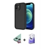 MARSİLYAN™- iPhone 11 Kılıf Yankı Yansıma Özel Seri - Siyah Bilvis 5in1 5D Magic Hayalet Cam Ekran Koruyucu + Kırmızı Raze Metal Kamera Lens