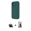 MARSİLYAN™- iPhone 11 Kılıf Yankı Yansıma Özel Seri - Siyah Bilvis Hayalet Cam Ekran Koruyucu + Kamera Lens Koruma Cam - SF
