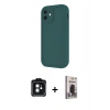 MARSİLYAN™- iPhone 11 Kılıf Yankı Yansıma Özel Seri - Siyah Bilvis Hayalet Cam Ekran Koruyucu + PVD Metal Kamera Lens - SH