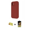 MARSİLYAN™- iPhone 11 Kılıf Yankı Yansıma Özel Seri - Siyah Buffer Cam Ekran Koruyucu + Rainbow Kamera Lens Koruma Cam - KI