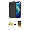MARSİLYAN™- iPhone 11 Kılıf Yankı Yansıma Özel Seri - Siyah Buffer Cam Ekran Koruyucu + Rainbow Kamera Lens Koruma Cam - KI
