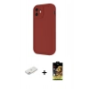 MARSİLYAN™- iPhone 11 Kılıf Yankı Yansıma Özel Seri - Siyah Buffer Cam Ekran Koruyucu + Renkli Kamera Lens Koruma Cam - PE