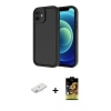 MARSİLYAN™- iPhone 11 Kılıf Yankı Yansıma Özel Seri - Siyah Buffer Cam Ekran Koruyucu + Renkli Kamera Lens Koruma Cam - PE