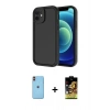 MARSİLYAN™- iPhone 11 Kılıf Yankı Yansıma Özel Seri - Siyah Buffer Cam Ekran Koruyucu + Turuncu Neon Fosforlu Kamera Lens