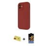 MARSİLYAN™- iPhone 11 Kılıf Yankı Yansıma Özel Seri - Siyah Buffer Hayalet Cam Ekran Koruyucu + Kırmızı Rainbow Kamera Lens Koruma Cam