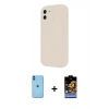 MARSİLYAN™- iPhone 11 Kılıf Yankı Yansıma Özel Seri - Siyah Buffer Hayalet Cam Ekran Koruyucu + Mavi Neon Fosforlu Kamera Lens