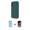 MARSİLYAN™- iPhone 11 Kılıf Yankı Yansıma Özel Seri - Siyah Buffer Hayalet Cam Ekran Koruyucu + Neon Fosforlu Kamera Lens - YL