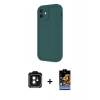 MARSİLYAN™- iPhone 11 Kılıf Yankı Yansıma Özel Seri - Siyah Buffer Hayalet Cam Ekran Koruyucu + PVD Metal Kamera Lens - SH