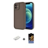 MARSİLYAN™- iPhone 11 Kılıf Yankı Yansıma Özel Seri - Siyah Buffer Hayalet Cam Ekran Koruyucu + Sarı Renkli Kamera Lens Koruma Cam
