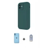 MARSİLYAN™- iPhone 11 Kılıf Yankı Yansıma Özel Seri - Siyah Joko Magic 5D Cam + Mavi Neon Fosforlu Kamera Lens