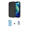 MARSİLYAN™- iPhone 11 Kılıf Yankı Yansıma Özel Seri - Siyah Joko Magic 5D Cam + Mavi Neon Fosforlu Kamera Lens