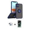 MARSİLYAN™- iPhone 11 Kılıf Yörünge Çizgi - Şeffaf 360 Full Body Arka Koruyucu + Pers Alüminyum Kamera Lens - GI