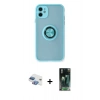 MARSİLYAN™- iPhone 11 Kılıf Yörünge Çizgi - Şeffaf 360 Full Body Arka Koruyucu + Pers Alüminyum Kamera Lens - GI