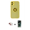 MARSİLYAN™- iPhone 11 Kılıf Yörünge Çizgi - Şeffaf 360 Full Body Arka Koruyucu + Pers Alüminyum Kamera Lens - KI