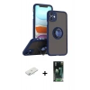 MARSİLYAN™- iPhone 11 Kılıf Yörünge Çizgi - Şeffaf 360 Full Body Arka Koruyucu + Renkli Kamera Lens Koruma Cam - SI