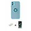 MARSİLYAN™- iPhone 11 Kılıf Yörünge Çizgi - Şeffaf 360 Full Body Arka Koruyucu + Renkli Kamera Lens Koruma Cam - SI