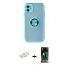 MARSİLYAN™- iPhone 11 Kılıf Yörünge Çizgi - Şeffaf 360 Full Body Arka Koruyucu + Renkli Kamera Lens Koruma Cam - YL