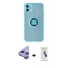 MARSİLYAN™- iPhone 11 Kılıf Yörünge Çizgi - Şeffaf Pasifik Cam Ekran Koruyucu + Raze Metal Kamera Lens - MR