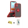 MARSİLYAN™- iPhone 11 Kılıf Yörünge Çizgi - Şeffaf Pasifik Cam Ekran Koruyucu + Rainbow Kamera Lens Koruma Cam - KI