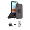 MARSİLYAN™- iPhone 11 Kılıf Yörünge Çizgi - Şeffaf Pasifik Cam Ekran Koruyucu + Kamera Lens Koruma Cam - SF