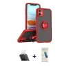 MARSİLYAN™- iPhone 11 Kılıf Yörünge Çizgi - Şeffaf Pasifik Cam Ekran Koruyucu + Kamera Lens Koruma Cam - SF