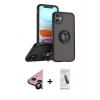 MARSİLYAN™- iPhone 11 Kılıf Yörünge Çizgi - Şeffaf Pasifik Cam Ekran Koruyucu + Raze Metal Kamera Lens - SH