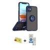 MARSİLYAN™- iPhone 11 Kılıf Yörünge Çizgi - Şeffaf Royal Nano Ekran Koruyucu + Rainbow Kamera Lens Koruma Cam - KI