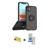 MARSİLYAN™- iPhone 11 Kılıf Yörünge Çizgi - Şeffaf Royal Nano Ekran Koruyucu + Rainbow Kamera Lens Koruma Cam - KI