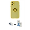 MARSİLYAN™- iPhone 11 Kılıf Yörünge Çizgi - Şeffaf Royal Nano Ekran Koruyucu + Pers Alüminyum Kamera Lens - LT